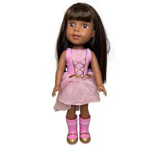 American Girl WellieWishers Ashlyn Doll In Pink Glitter Dress & Boots 14.5"